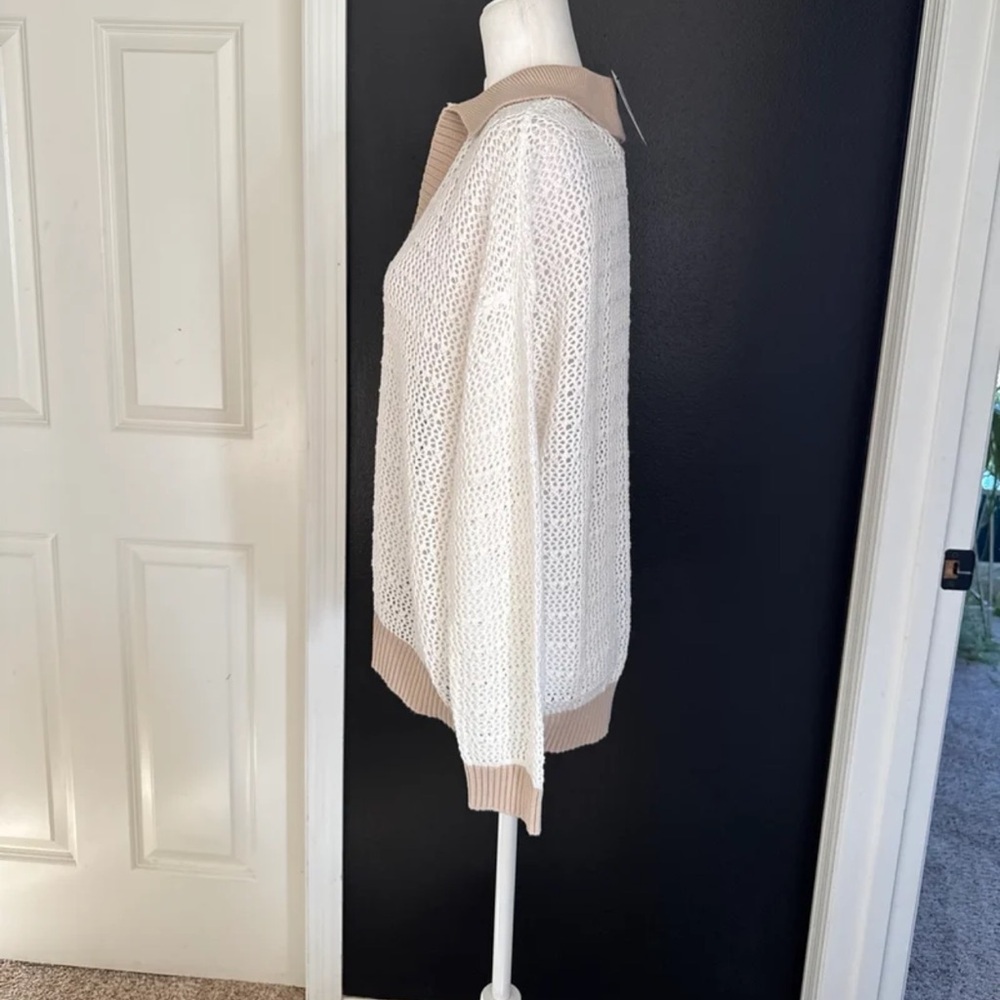 NWT TORRID Collared Pullover Sweater Ivory with Beige/Tan
size 0 or Large - Picture 9 of 12